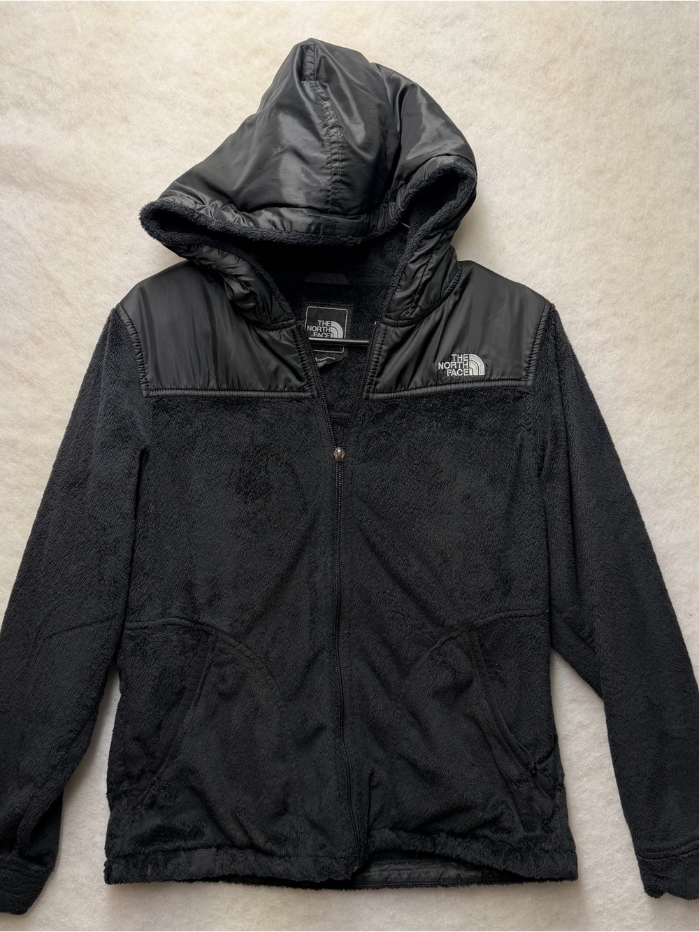 The North Face Hooded Fleece Jacket Womens Medium Black Full Zip- See Descriptio